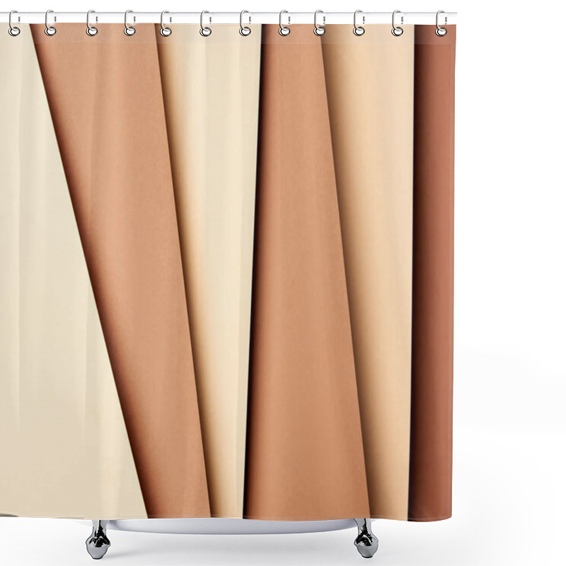 Personality  Pattern of overlapping paper sheets in beige and brown tones shower curtains