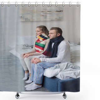 Personality  Sick Couple With Scarfs Over Necks  Shower Curtains