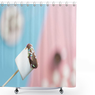 Personality  Marshmallows With Chocolate In A Beatiful Background Shower Curtains