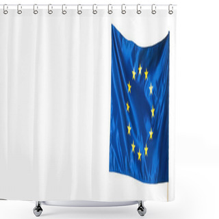 Personality  Blue European Union Flag Isolated On White, Banner Shower Curtains