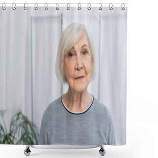 Personality  Elderly Woman Looking At Camera In Hospital Shower Curtains