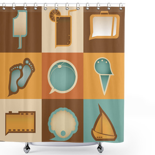Personality  Vintage Travel Postcard, Vector Illustration  Shower Curtains