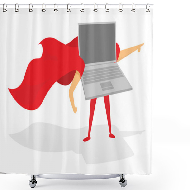 Personality  Laptop Or Computer Super Hero Standing With Cape Shower Curtains