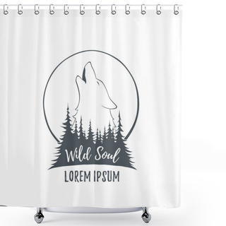 Personality  Wolf Howling On The Moon In The Forest. Shower Curtains