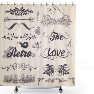Personality  Vector Set: Calligraphic Design Elements And Page Decoration Shower Curtains