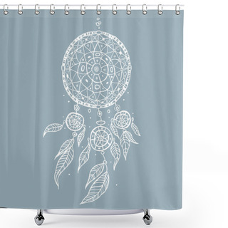 Personality  Dream Catcher. Decorative Vector Illustration. Shower Curtains