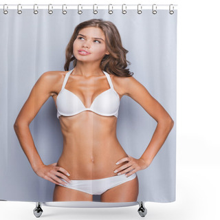 Personality  Beautiful Woman In White Lingerie Shower Curtains