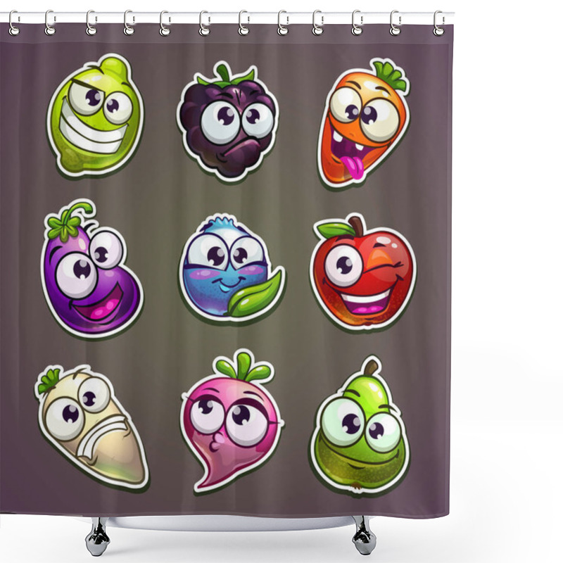 Personality  Funny Plant Characters Stickers Set. Shower Curtains