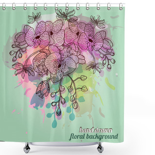 Personality  Hand Drawn Orchid Flowers Shower Curtains
