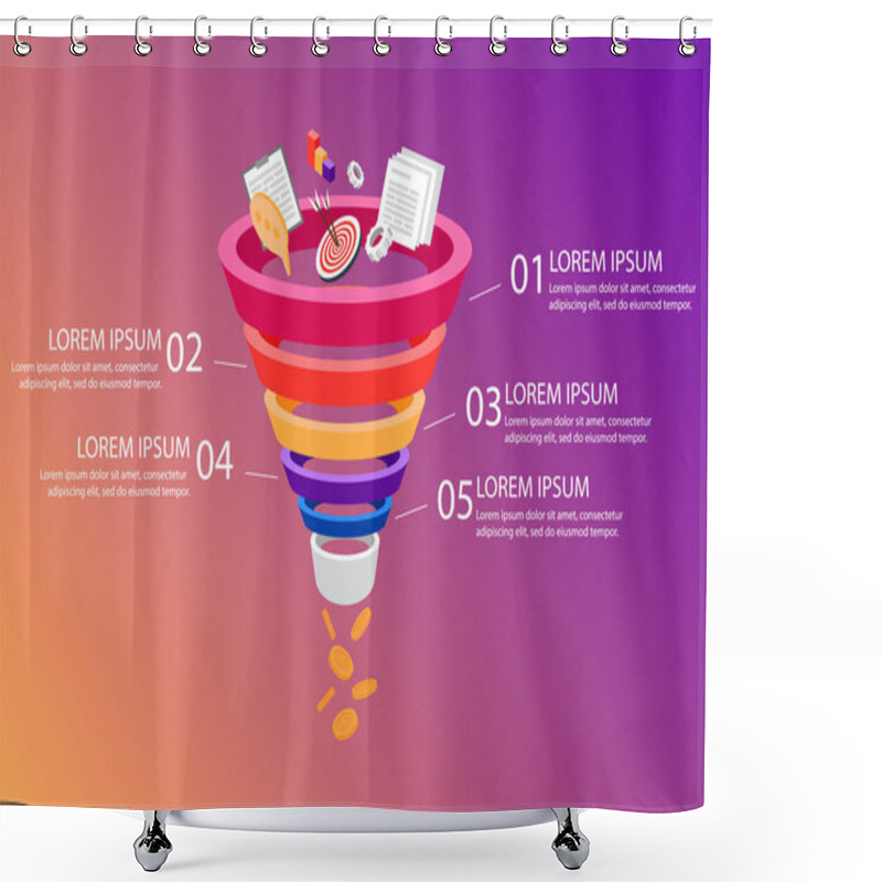 Personality  Sales Funnel Business Infographics. Shower Curtains