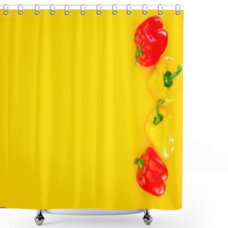 Personality  Top View Of Fresh Raw Organic Peppers Isolated On Yellow Shower Curtains