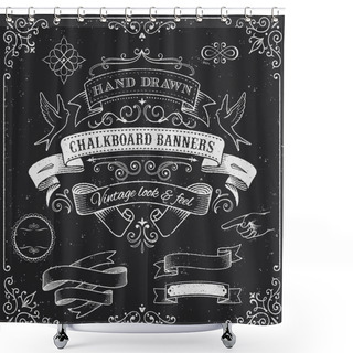 Personality  Chalkboard Banners And Elements Shower Curtains