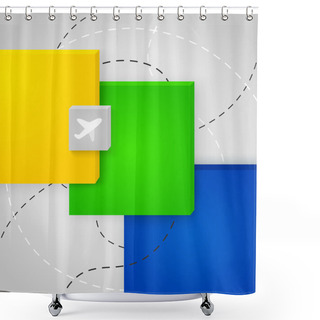 Personality  Vector Overlapping Squares In Brazil Flag Color. Travel Concept Shower Curtains
