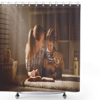 Personality  Happy Family Mother And Daughter Read A Book In Evening Shower Curtains