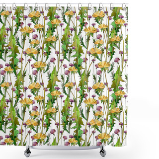 Personality  Wildflowers Floral Botanical Flowers. Wild Spring Leaf Wildflower. Watercolor Illustration Set. Watercolour Drawing Fashion Aquarelle. Seamless Background Pattern. Fabric Wallpaper Print Texture. Shower Curtains