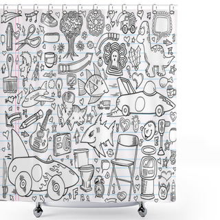 Personality  Notebook Doodle Design Elements Vector Set Shower Curtains