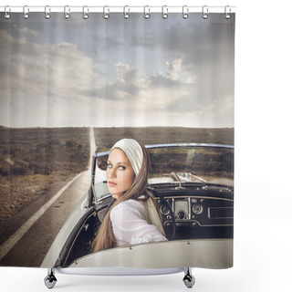 Personality  Beauty In A Vintage Car Shower Curtains