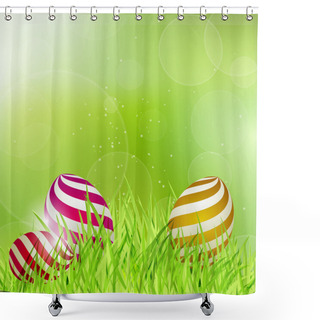 Personality  Easter Eggs On Grass. Shower Curtains