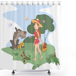 Personality  Little Girl And Wolf Shower Curtains