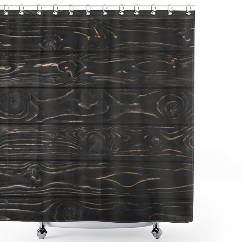 Personality  Full Frame Image Of Dark Rough Wooden Surface Shower Curtains