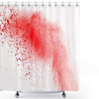 Personality  Explosion Of Colored Powder On White Background. Stop Motion Of Dust Explode. Shower Curtains