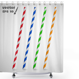 Personality  Colorful Striped Drinking Straws Shower Curtains