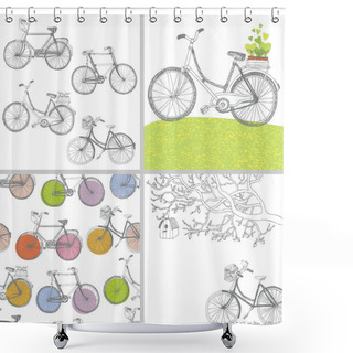 Personality  Vintage Bicycle Shower Curtains