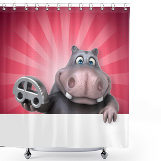 Personality  Fun Hippo Holding Car Shower Curtains