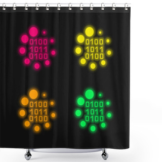Personality  Binary Code Loading Symbol Four Color Glowing Neon Vector Icon Shower Curtains