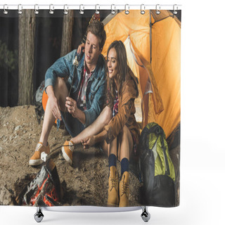 Personality  Couple Roasting Marshmallow Shower Curtains