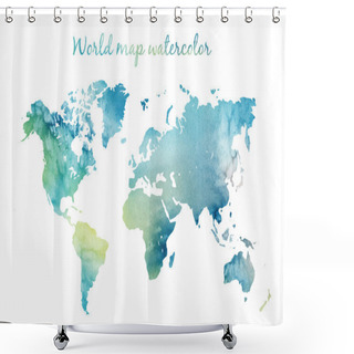 Personality  Watercolor World Map In Vector. Shower Curtains