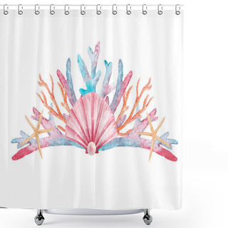 Personality  Watercolor Coral Crown Shower Curtains