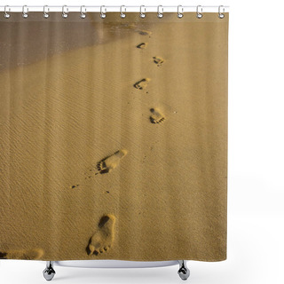 Personality  Footprints On Beach Sand, Summer Holiday Theme Shower Curtains