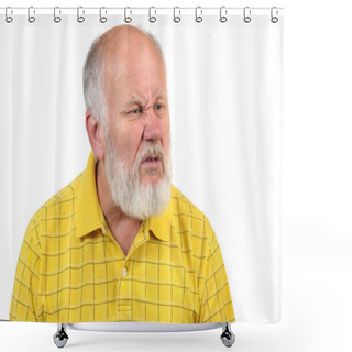 Personality  Disgusted Senior Bald Man Shower Curtains