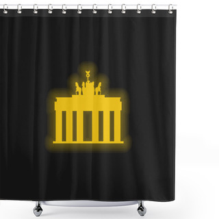 Personality  Brandenburg Gate Yellow Glowing Neon Icon Shower Curtains