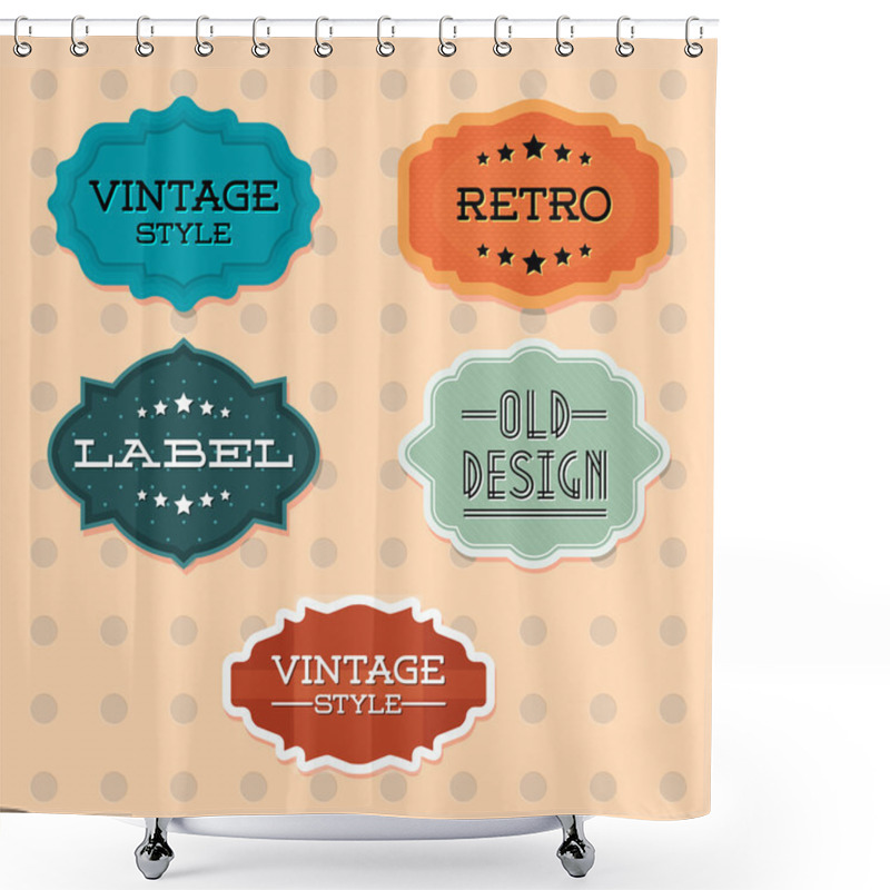 Personality  Vintage Retro Labels,  Vector Illustration   Shower Curtains