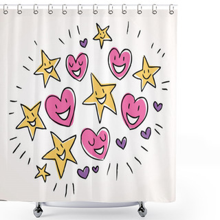 Personality  Hearts And Stars Shower Curtains