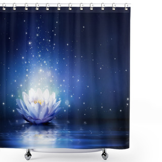 Personality  Magic Flower On Water - Blue Shower Curtains