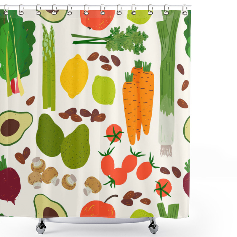 Personality  Fresh Market Vegetables Seamless Pattern Shower Curtains