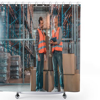 Personality  Warehouse Workers With Clipboard  Shower Curtains