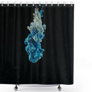 Personality  Close-up View Of Abstract Blue And Grey Flowing Ink On Black Shower Curtains