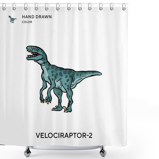 Personality  Velociraptor-2 Hand Drawn Color Icon. Modern Vector Illustration Concepts. Easy To Edit And Customize Shower Curtains
