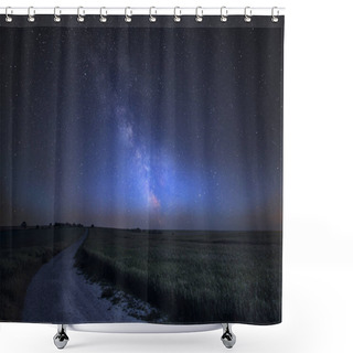 Personality  Stunning Vibrant Milky Way Composite Image Over Landscape Of Steyning Bowl On South Downs  Shower Curtains