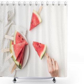 Personality  Watermelon Slices On Sticks Shower Curtains