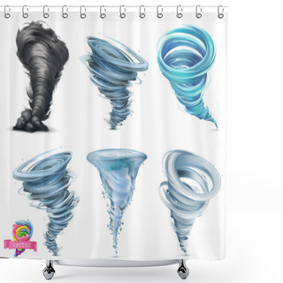 Personality  Tornado. Hurricane. 3d Vector Icon Set Shower Curtains
