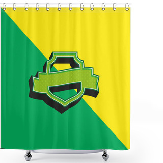 Personality  Award Symbolic Shield With A Banner Green And Yellow Modern 3d Vector Icon Logo Shower Curtains