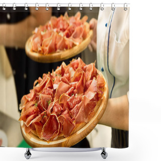Personality  Prosciutto On Trays Shower Curtains