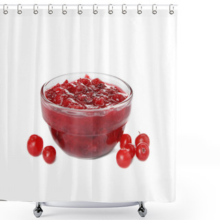 Personality  Bowl Of Cranberry Sauce On White Background Shower Curtains