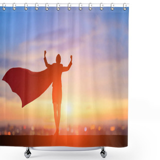 Personality  Silhouette Of Super Business Woman At  Sunset Shower Curtains
