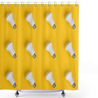 Personality  Full Frame Of Arrangement Of Light Bulbs Isolated On Yellow Shower Curtains